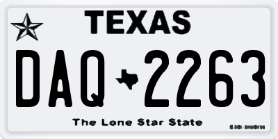 TX license plate DAQ2263