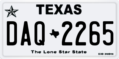 TX license plate DAQ2265