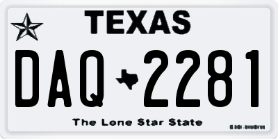 TX license plate DAQ2281
