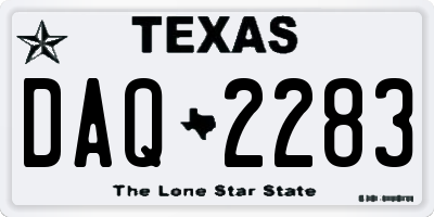 TX license plate DAQ2283