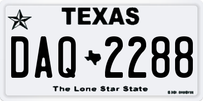 TX license plate DAQ2288