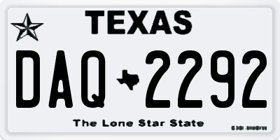 TX license plate DAQ2292