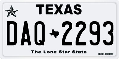 TX license plate DAQ2293