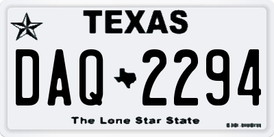 TX license plate DAQ2294