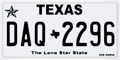 TX license plate DAQ2296