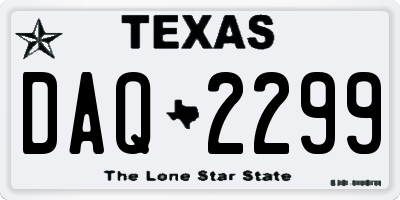 TX license plate DAQ2299
