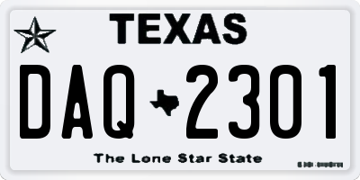 TX license plate DAQ2301