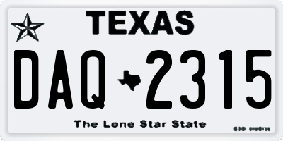 TX license plate DAQ2315