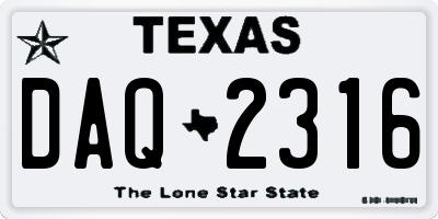 TX license plate DAQ2316