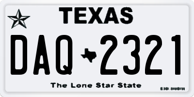 TX license plate DAQ2321