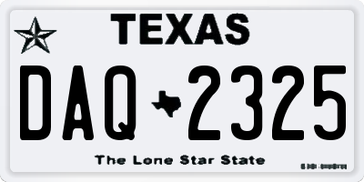 TX license plate DAQ2325
