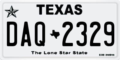 TX license plate DAQ2329