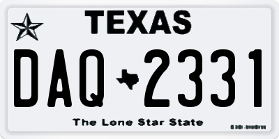 TX license plate DAQ2331