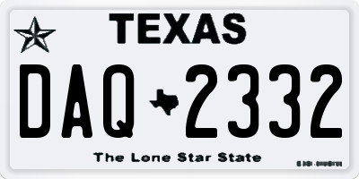 TX license plate DAQ2332