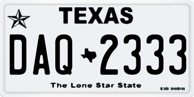 TX license plate DAQ2333