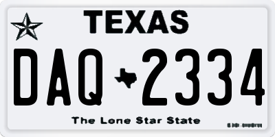 TX license plate DAQ2334