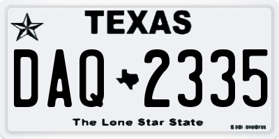 TX license plate DAQ2335