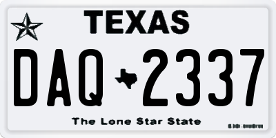TX license plate DAQ2337