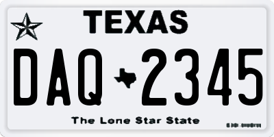 TX license plate DAQ2345