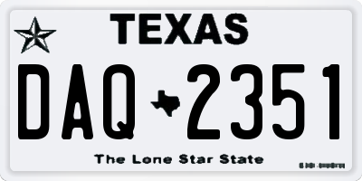 TX license plate DAQ2351