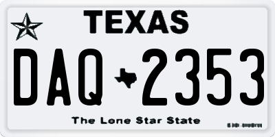 TX license plate DAQ2353