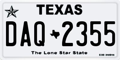 TX license plate DAQ2355