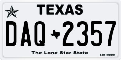 TX license plate DAQ2357