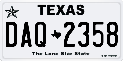 TX license plate DAQ2358