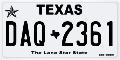 TX license plate DAQ2361