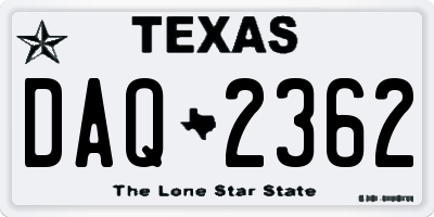 TX license plate DAQ2362