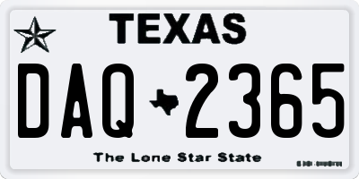 TX license plate DAQ2365