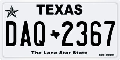 TX license plate DAQ2367