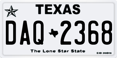 TX license plate DAQ2368