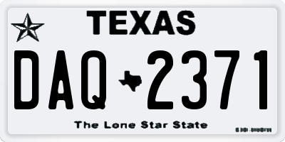 TX license plate DAQ2371
