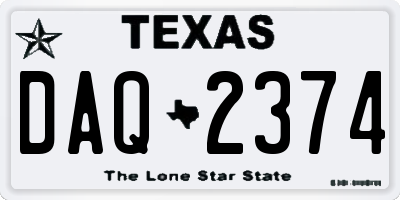TX license plate DAQ2374