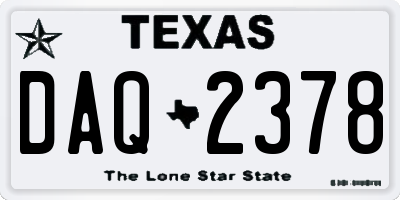 TX license plate DAQ2378