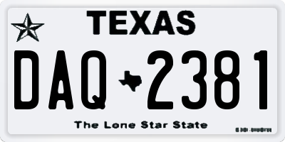 TX license plate DAQ2381