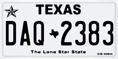 TX license plate DAQ2383