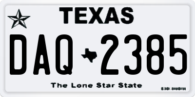 TX license plate DAQ2385