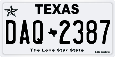 TX license plate DAQ2387
