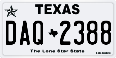 TX license plate DAQ2388