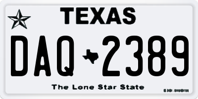 TX license plate DAQ2389