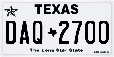 TX license plate DAQ2700