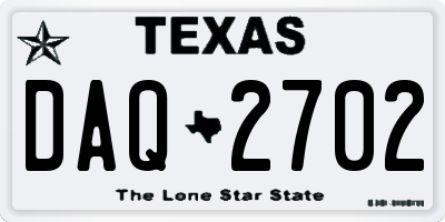 TX license plate DAQ2702