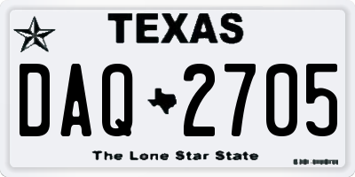 TX license plate DAQ2705