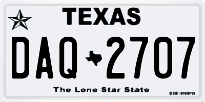 TX license plate DAQ2707
