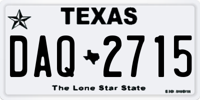 TX license plate DAQ2715