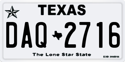 TX license plate DAQ2716
