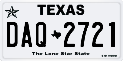 TX license plate DAQ2721