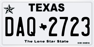 TX license plate DAQ2723